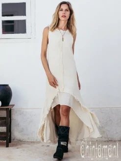 High Low Cotton Dress / Off White