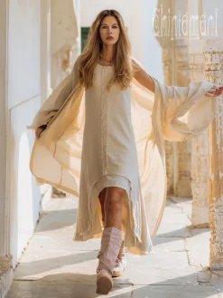 High Low Cotton Dress / Off White