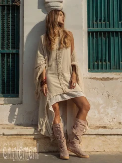 High Low Cotton Dress / Off White