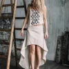 High Low Cotton Skirt / Off White