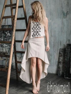 High Low Cotton Skirt / Off White