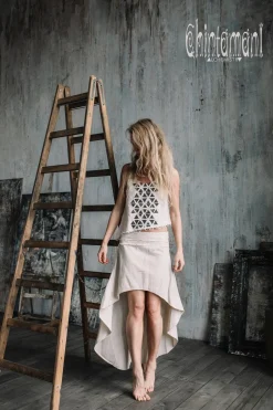 High Low Cotton Skirt / Off White