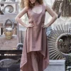 High Low Linen Dress / Dusty Pink