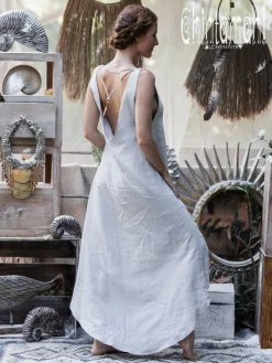 High Low Linen Dress / Grey