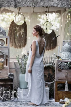 High Low Linen Dress / Grey