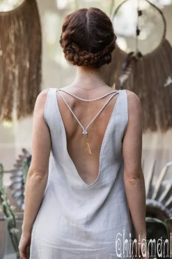 High Low Linen Dress / Grey