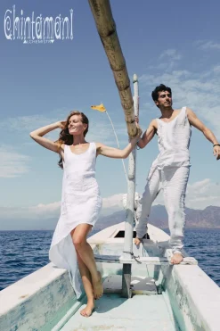 High Low Linen Dress / White