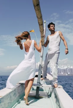 High Low Linen Dress / White