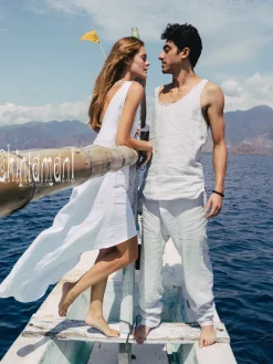 High Low Linen Dress / White