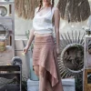 High Low Linen Skirt / Dusty Pink