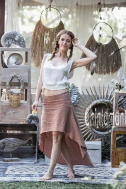 High Low Linen Skirt / Dusty Pink