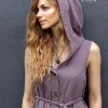 Hooded Shirt Dress / Purple