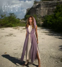 Hooded Shirt Dress / Purple