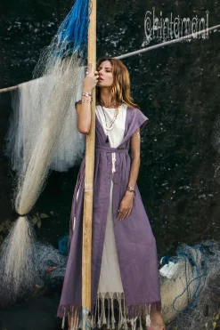 Hooded Shirt Dress / Purple