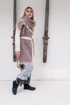 Jacquard Cotton Coat / Red & White