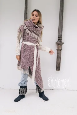 Jacquard Cotton Coat / Red & White