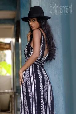 Jacquard Maxi Dress / Black & White