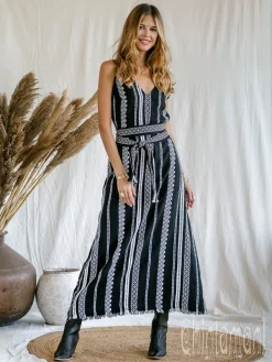 Jacquard Maxi Dress / Black & White