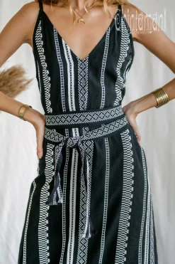Jacquard Maxi Dress / Black & White