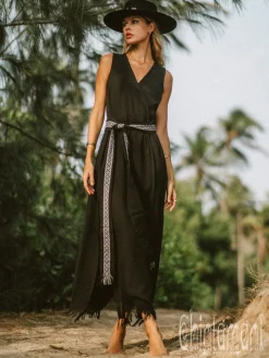 Jacquard Wrap Dress / Black