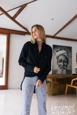 Linen & Silk Shirt / Black