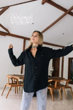 Linen & Silk Shirt / Black