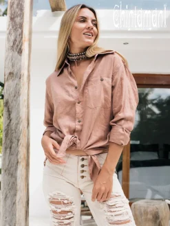 Linen & Silk Shirt / Dusty Rose