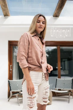 Linen & Silk Shirt / Dusty Rose