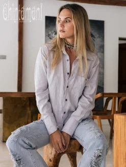 Linen & Silk Shirt / Gray