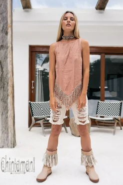 Linen Corner Top / Dusty Pink