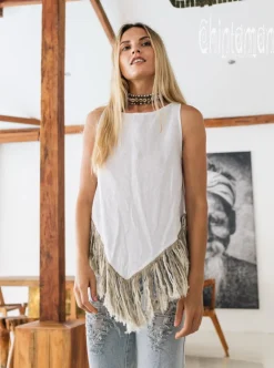 Linen Corner Top / White