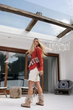 Linen Fringe Shirt / Red Ochre