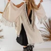 Linen Fringed Kimono / Cream