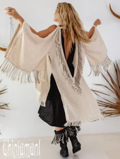 Linen Fringed Kimono / Cream