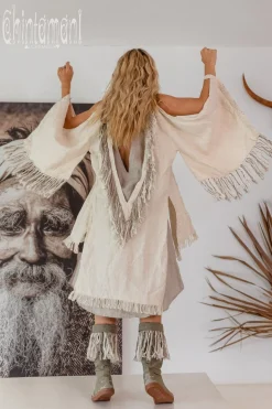 Linen Fringed Kimono / Cream