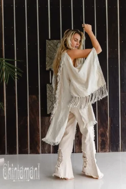 Linen Fringed Kimono / Cream