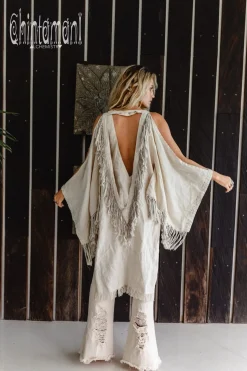 Linen Fringed Kimono / Cream