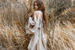 Linen Fringed Kimono / Cream