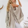 Linen Fringed Kimono / Natural Gray
