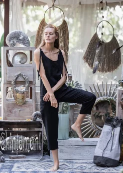 Linen Jumpsuit 3/4 / Black