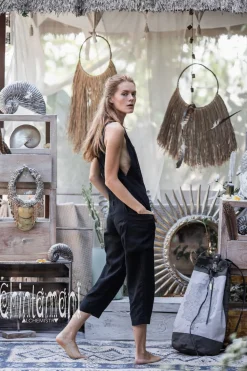 Linen Jumpsuit 3/4 / Black