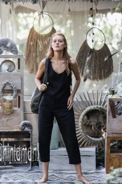 Linen Jumpsuit 3/4 / Black