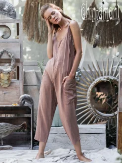 Linen Jumpsuit 3/4 / Dusty Pink