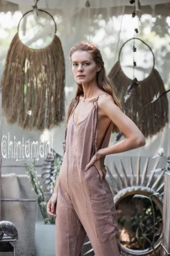 Linen Jumpsuit 3/4 / Dusty Pink