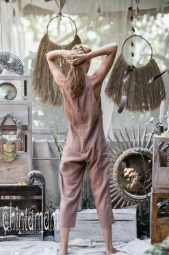 Linen Jumpsuit 3/4 / Dusty Pink