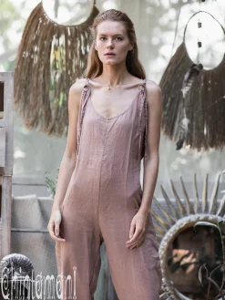 Linen Jumpsuit 3/4 / Dusty Pink