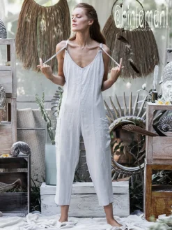 Linen Jumpsuit 3/4 / Light Grey