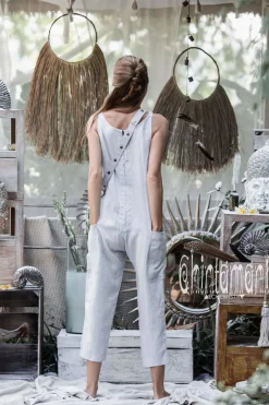 Linen Jumpsuit 3/4 / Light Grey