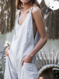 Linen Jumpsuit 3/4 / Light Grey