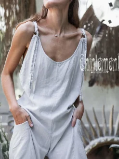Linen Jumpsuit 3/4 / Light Grey